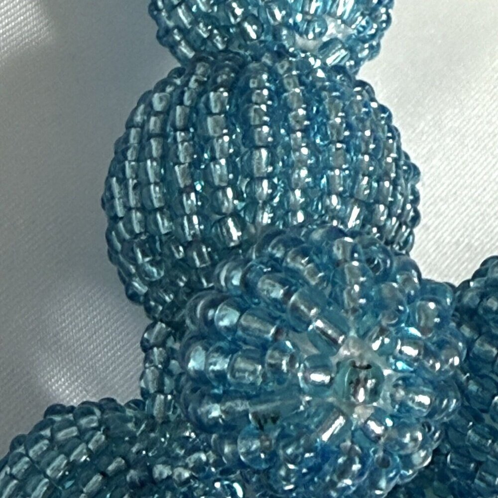 BLUE GLASS Beaded Balls Statement Necklace - Picture 6 of 7